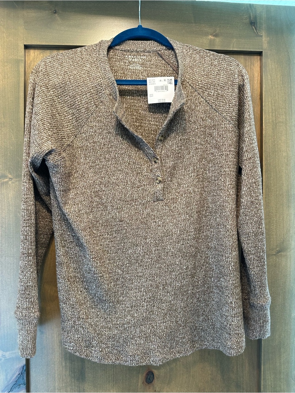 American Eagle Soft Knit Henley Long-Sleeve Top - Picture 4 of 7
